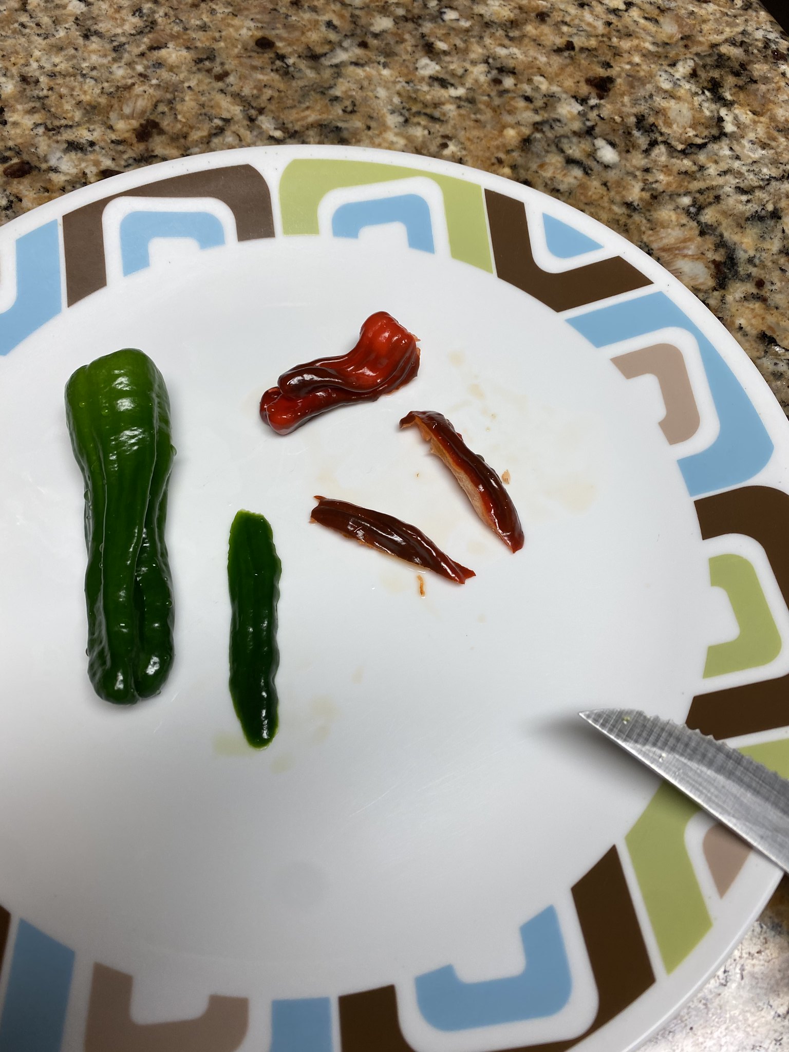 Update #12: I tried the Shishitos! One green and one red - the green was grassy, not very good. The red was probably one of …